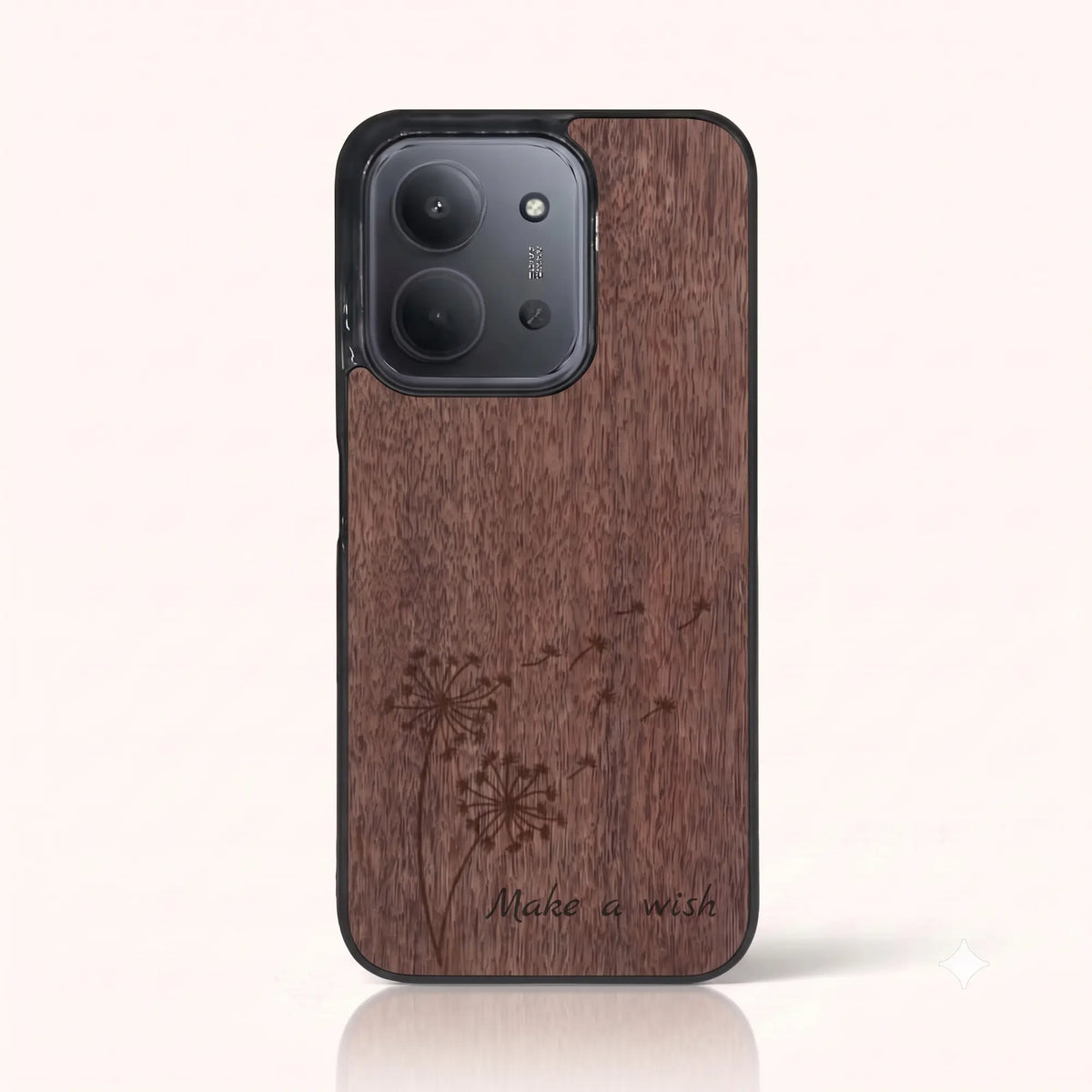 Coque Xiaomi Redmi 15C – Make a Wish en bois de noyer foncé