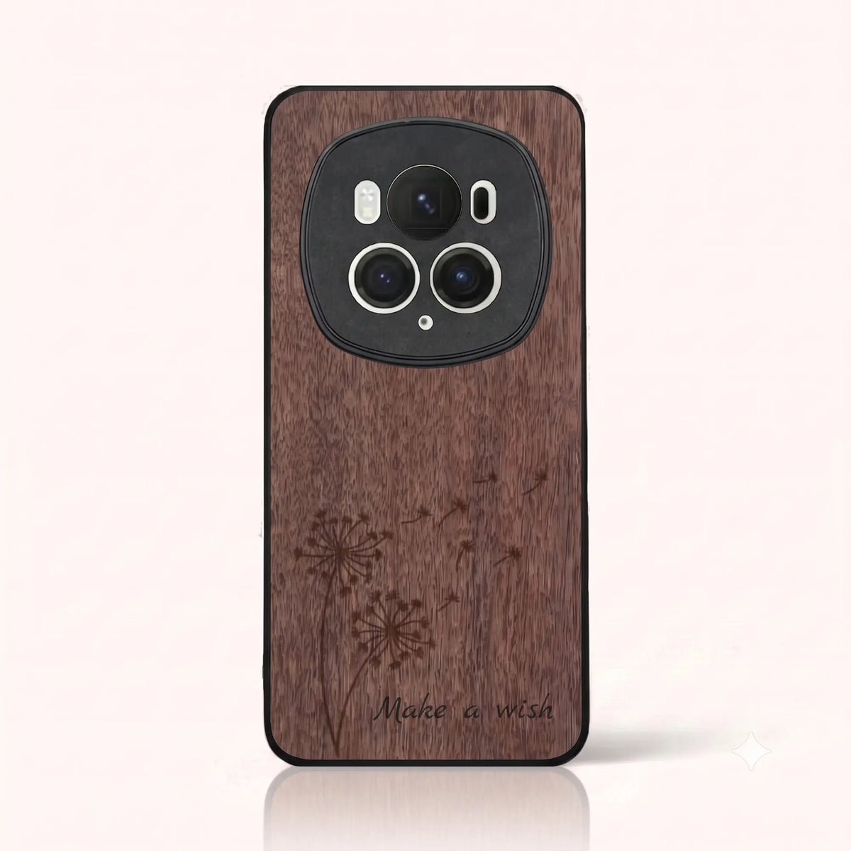 Coque Honor Magic 6 Pro – Make a Wish en bois de noyer foncé