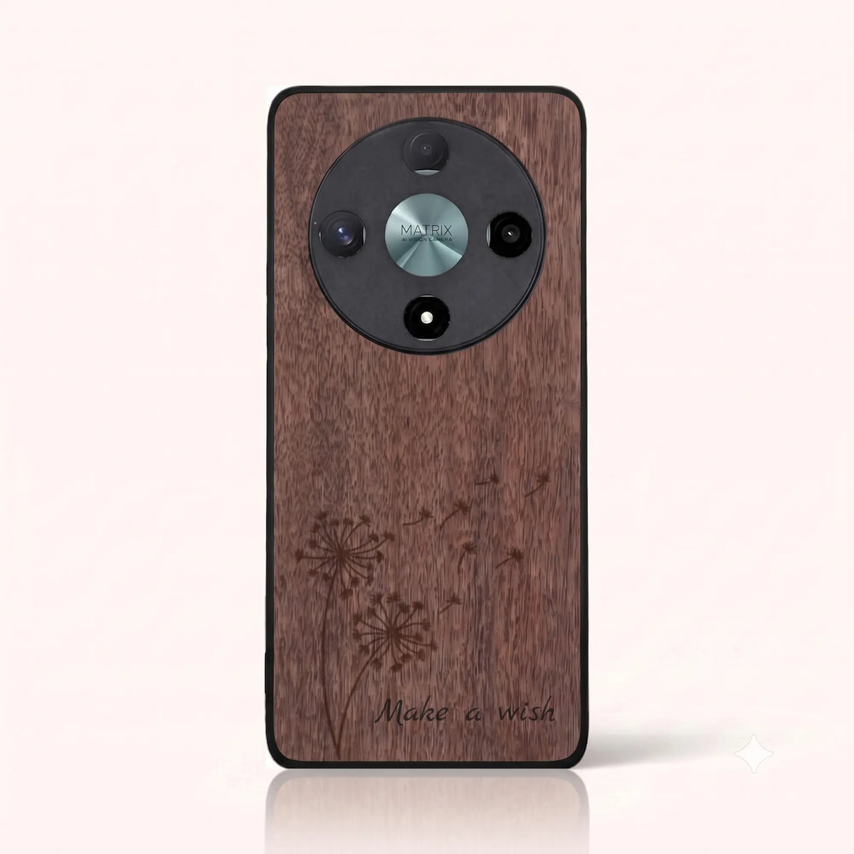 Coque Honor Magic 6 Lite – Make a Wish en bois de noyer foncé